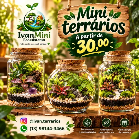 Mini terrários com rolha de cortiça